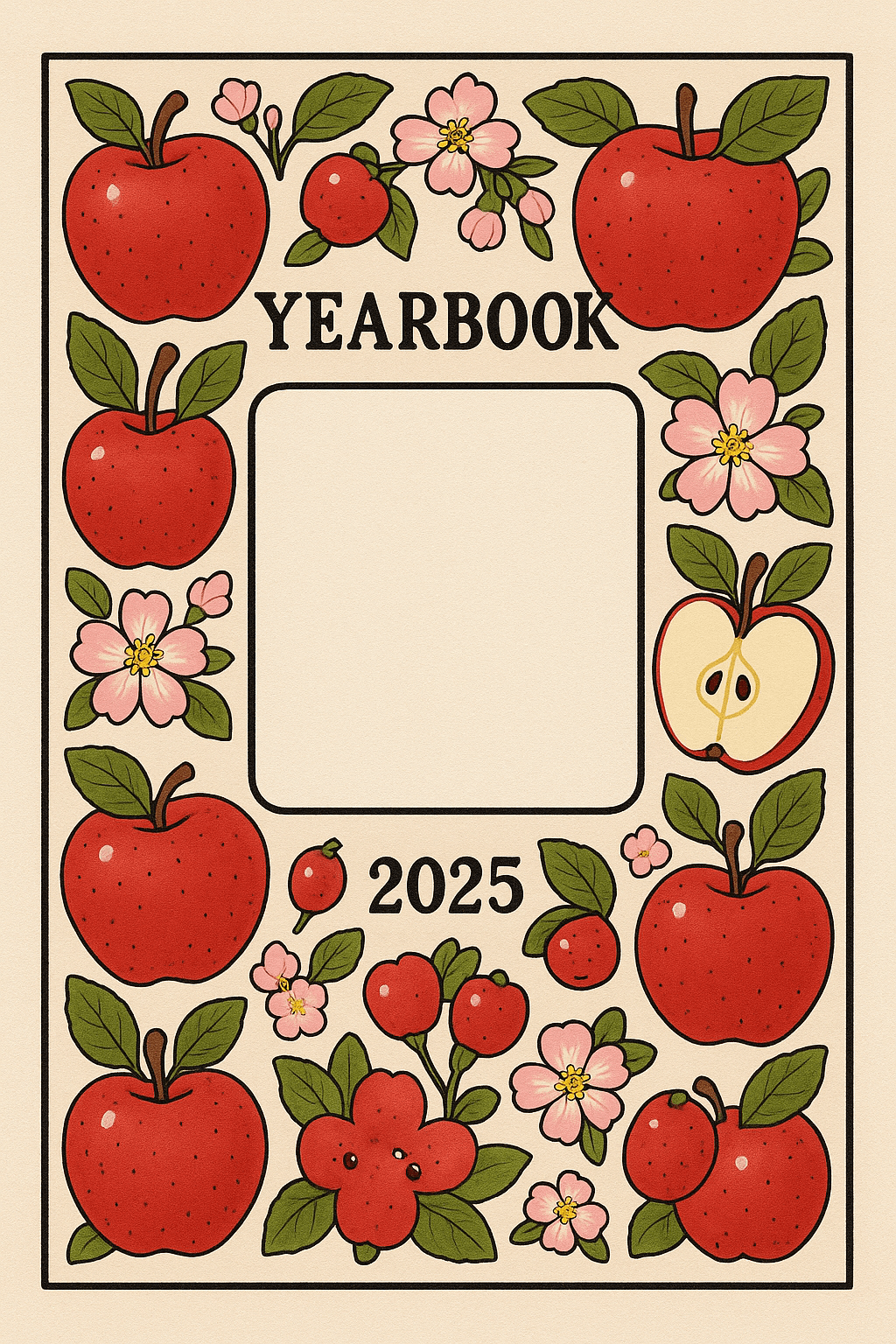 So i am trying to make a 2025 year book cover with something related to apples a