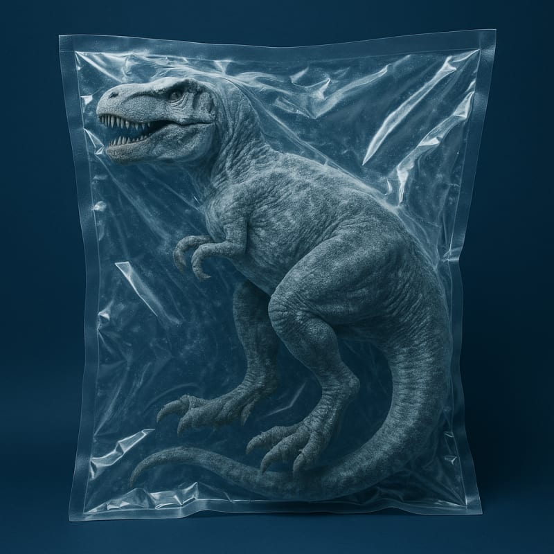 In the industrial vacuum packaging, you can see a wrinkled bag, compressed and v