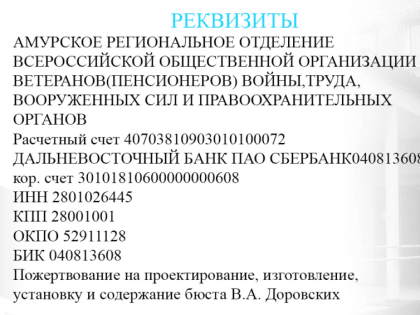 В Благовещенске объявлен сбор средств на создание памятника Владимиру Доровских