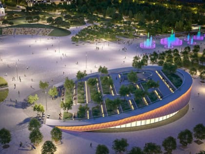 Строители показали, как вечером в Благовещенске будет выглядеть «Трибуна Холл»