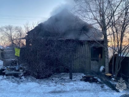 Во время пожара в частном доме в Свободном пострадал мужчина