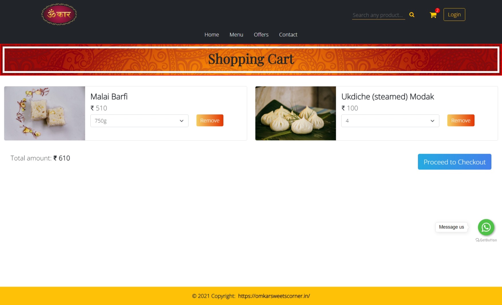 cart page