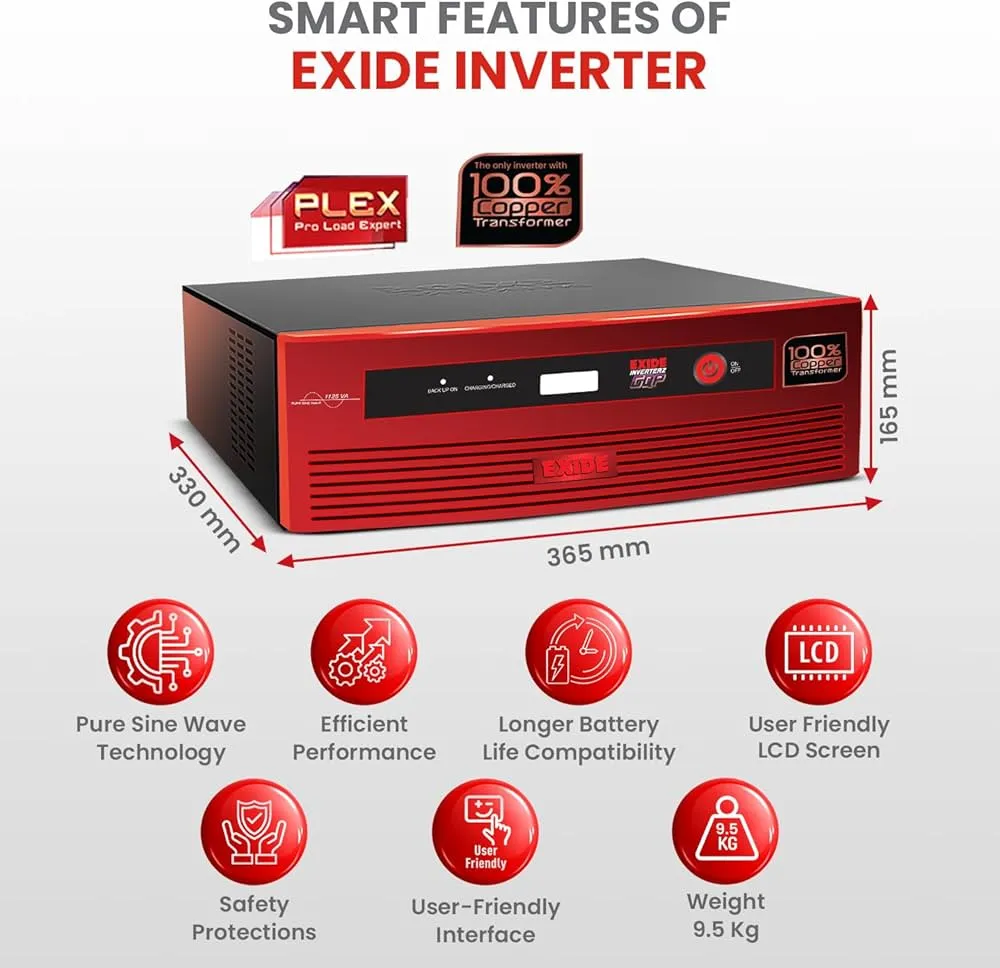 exide 900va 12v pure copper home inverter ips/ups