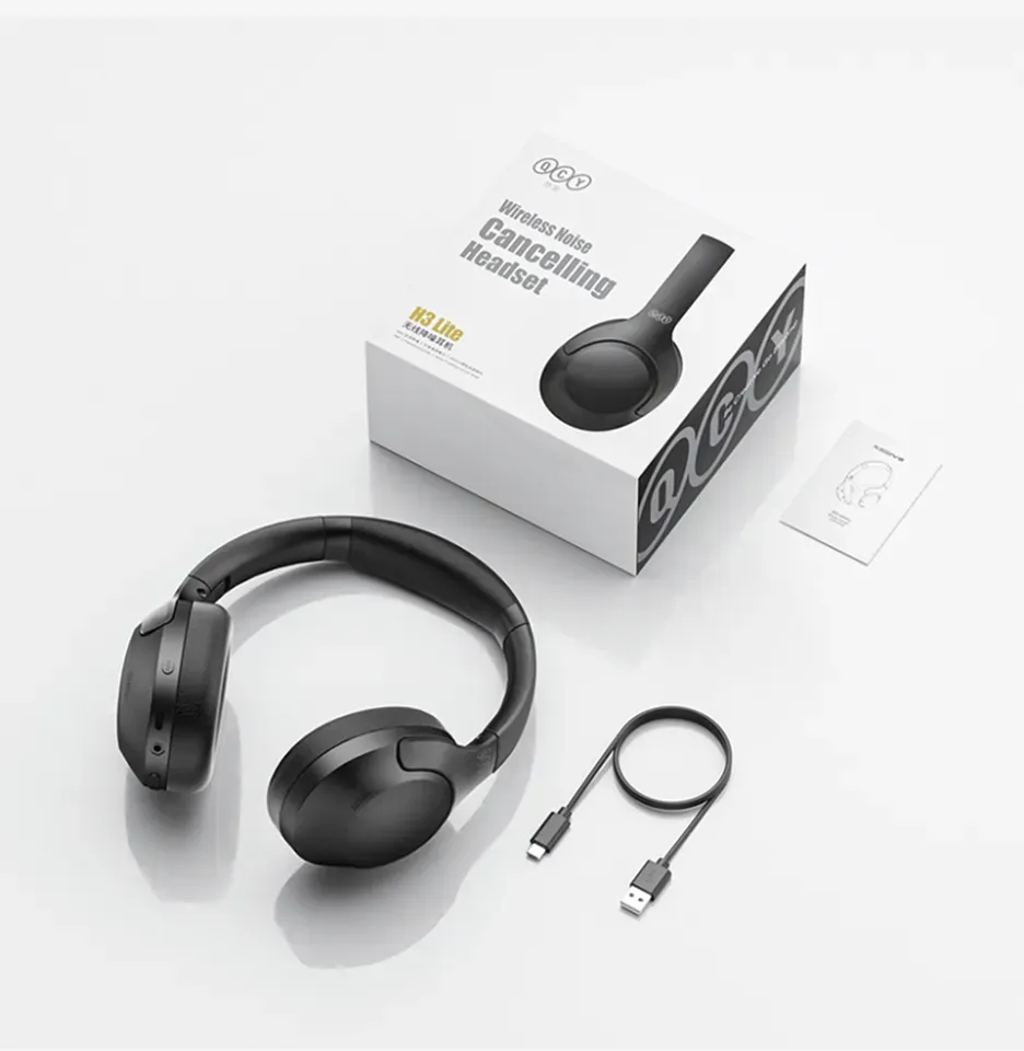 qcy h3 lite anc wireless headphones, 60h playtime