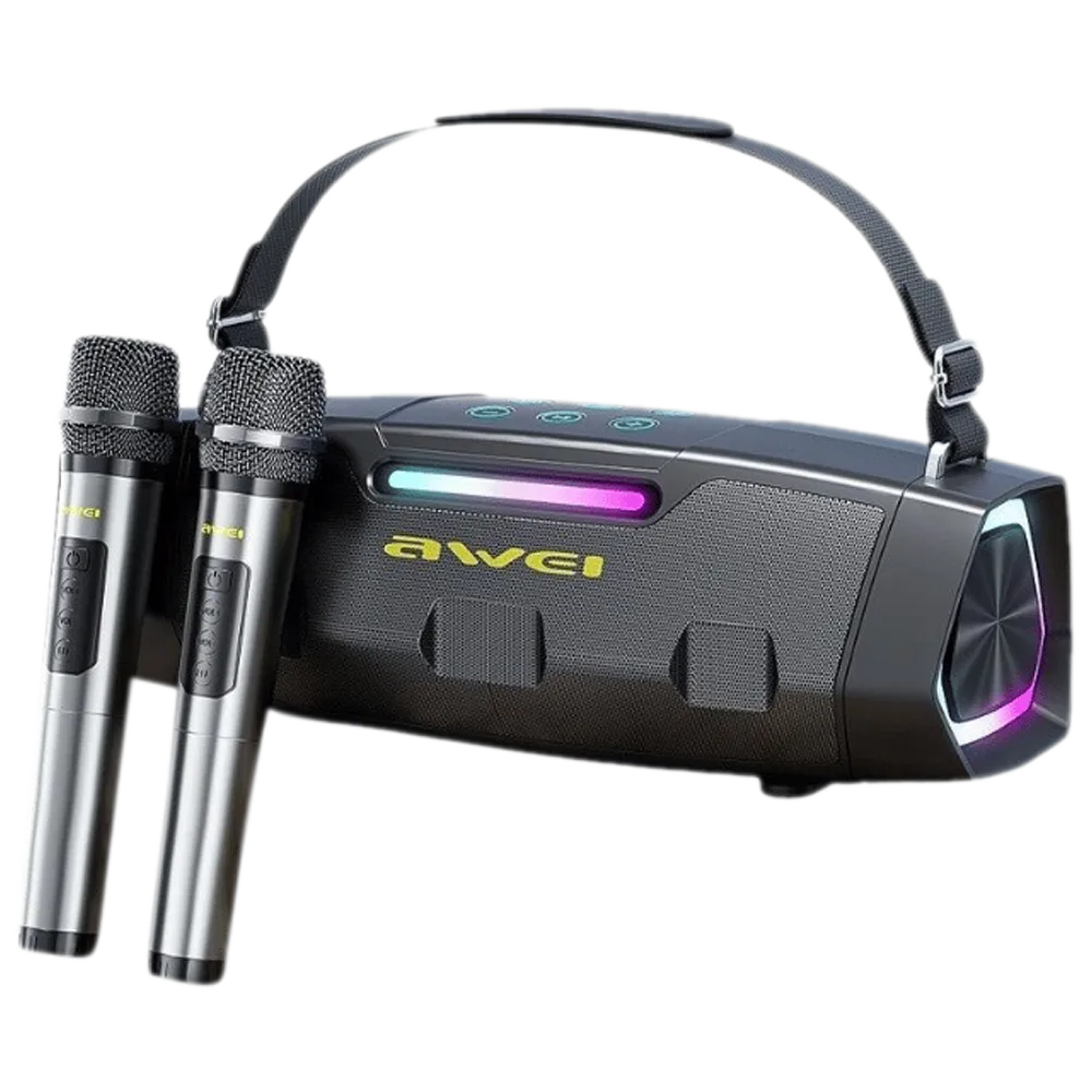 awei kt28 karaoke wireless speaker with dual microphone