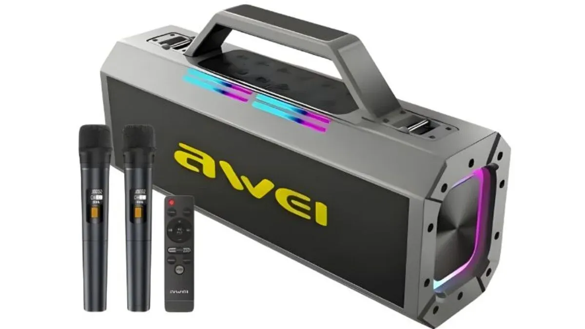 awei kt8 karaoke wireless speaker with dual microphone & remote
