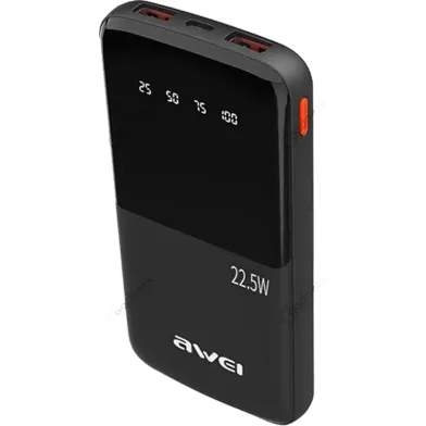 awei p10k 10000mah 22.5w pd fast charge power bank - black