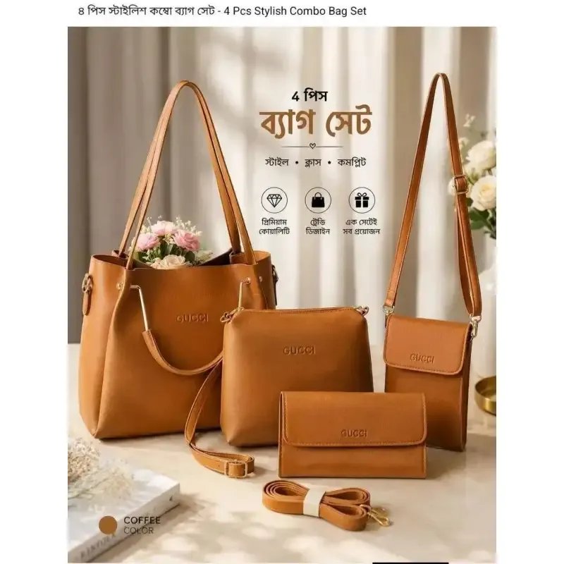4pcs leather tote bag combo
