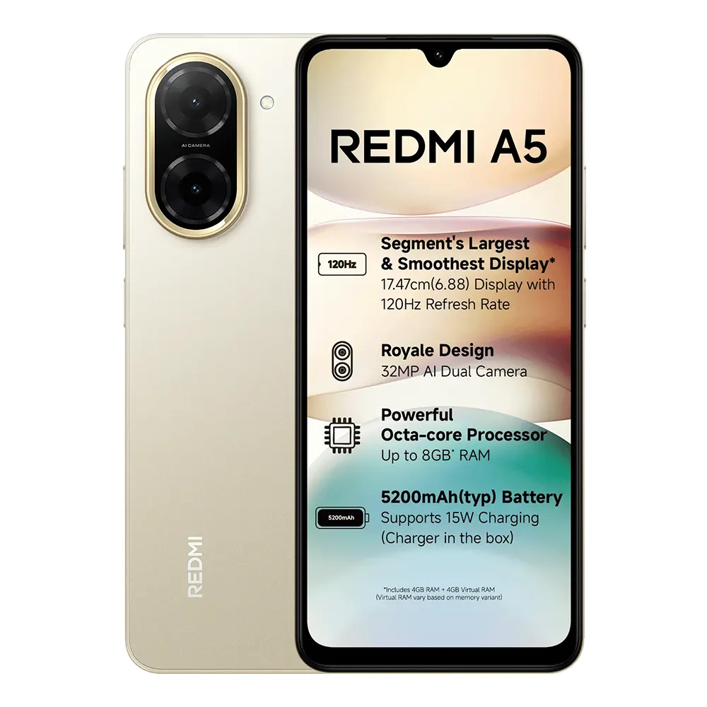 Xiaomi Redmi A5 Jaisalmer Gold | 120Hz Display | 4GB/128GB | Nepal