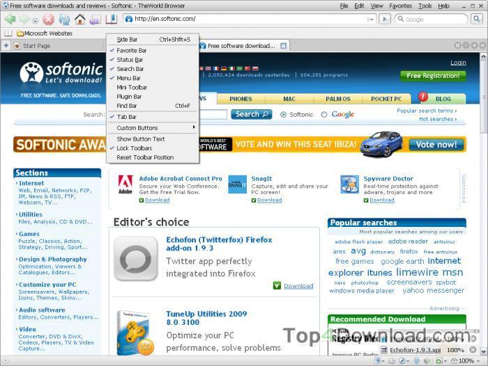 TheWorld Browser screenshot