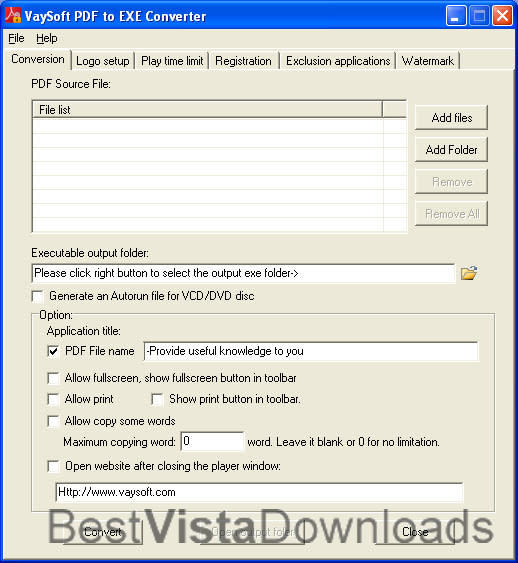 VaySoft PDF to EXE Converter screenshot VaySoft PDF to EXE Converter screenshot