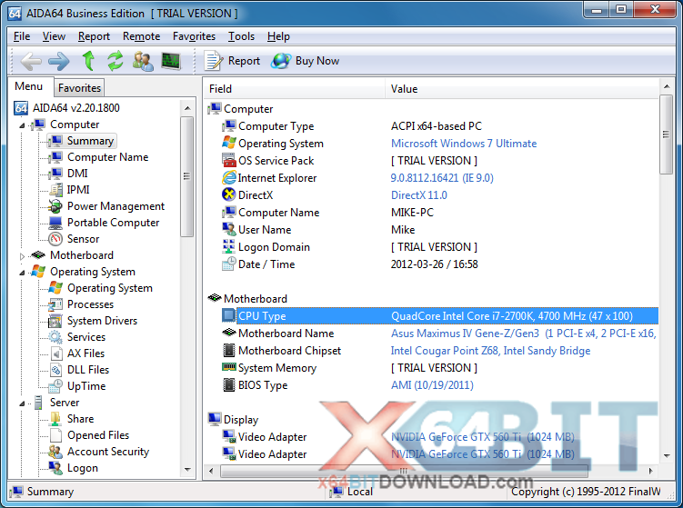 AIDA64 Business Edition screenshot