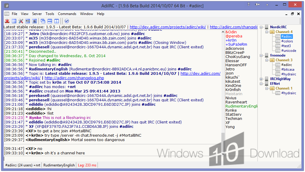 Windows 10 AdiIRC full
