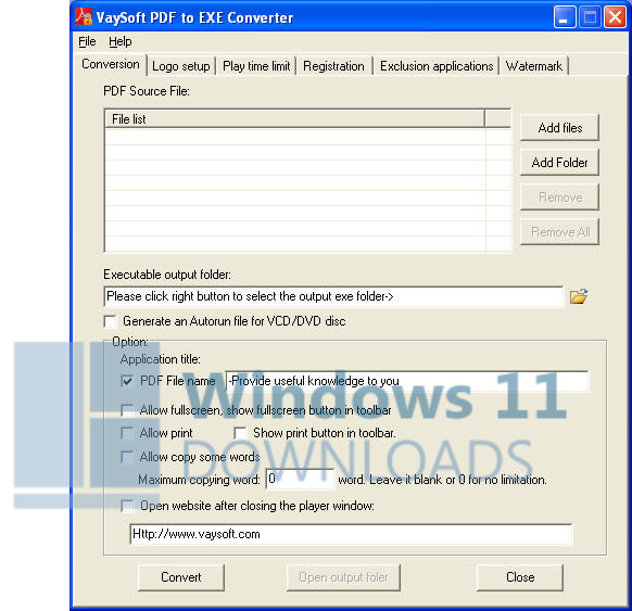 VaySoft PDF to EXE Converter Windows 11 download