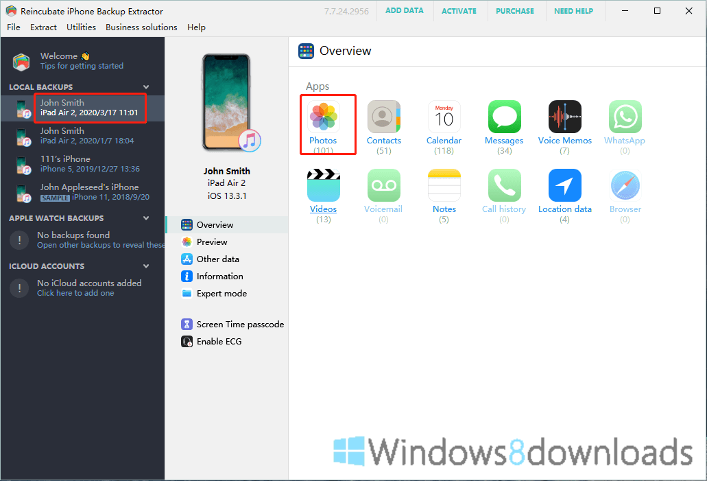 Windows 8 iPhone Backup Extractor 7.7.43 B11413 full Windows 8 iPhone Backup Extractor full