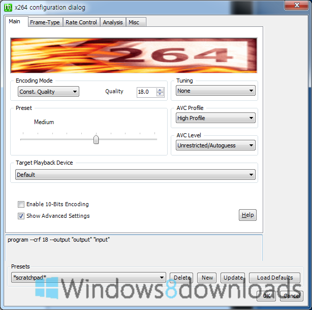 Windows 8 x264 Video Codec (64bit) full