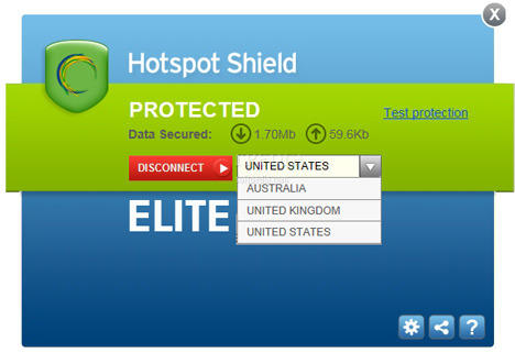 Hotspot Shield freeware screenshot
