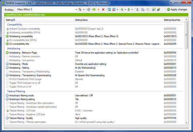 NVIDIA Inspector freeware screenshot