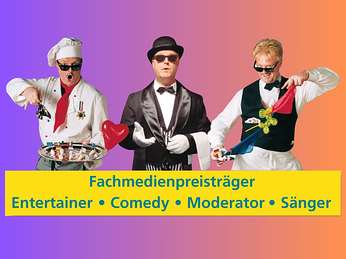 Empfangskochchef Paul de la Sauce, komischer Kellner Pierre oder Butler James mit Tischzauberei, interaktiver Komik