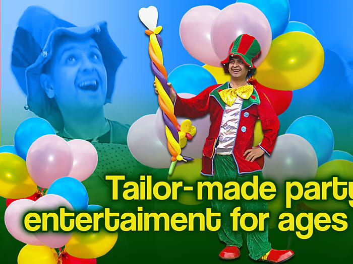 Hire Clown Balloon Modeller Magician London Face Painter painting bubbles Kids Children's Entertainer Party
