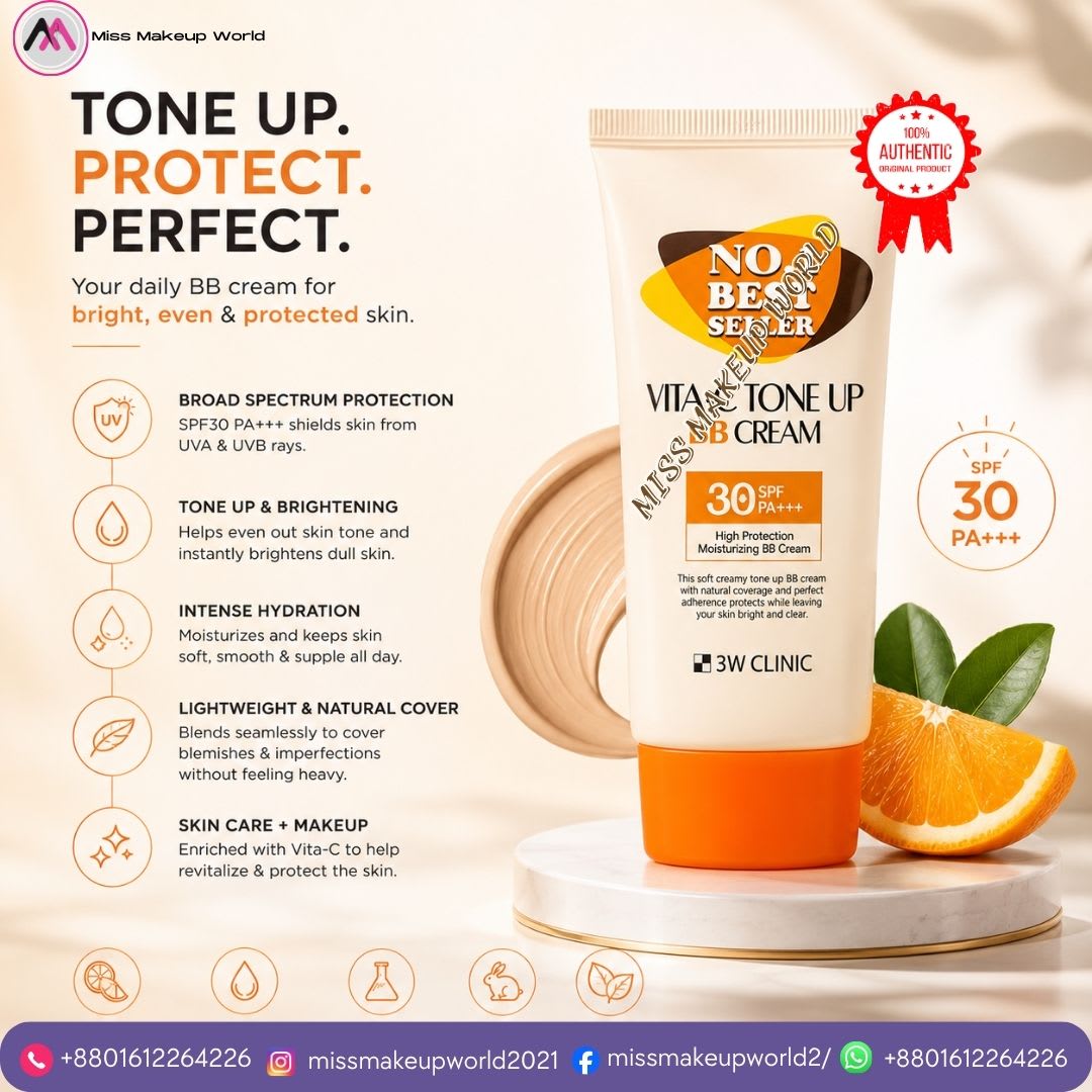 3W Clinic Vita-C Tone Up BB Cream SPF30+ for bright skin - Miss Makeup World - image 2
