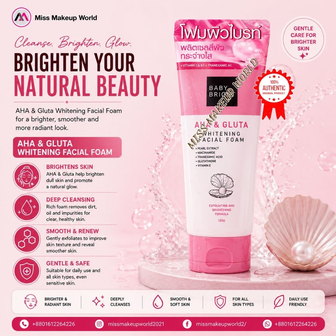 BABY BRIGHT AHA & Gluta Whitening Facial Foam 120g