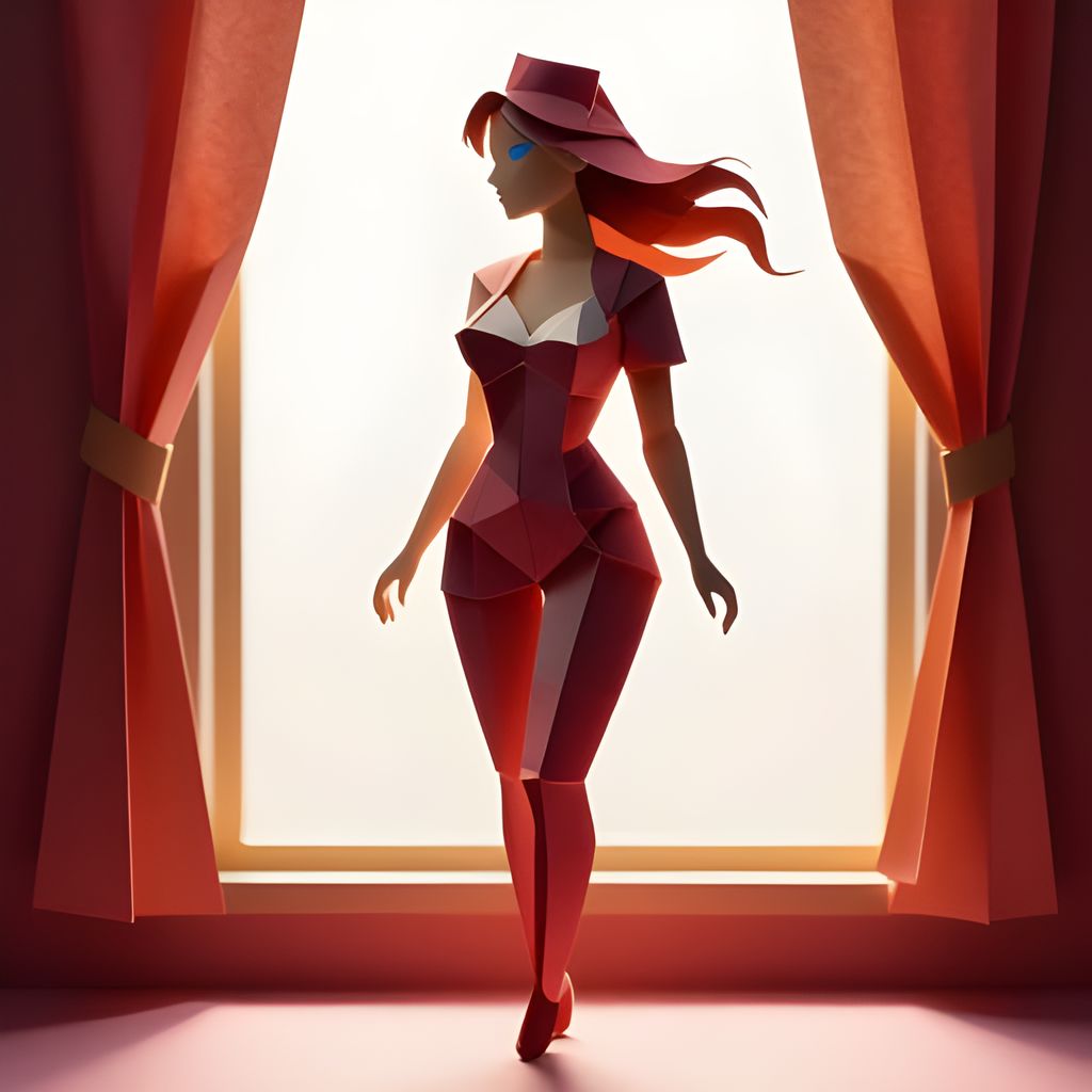 A strong nurse stands by a window, her athletic form highlighted by soft light. Her tight fit reveals defined curves—abs, breasts, thighs—all catching golden glow. Warm skin contrasts with cool highlights in eyes and hair. Bold reds and blacks pop against the bright background, emphasizing strength and quiet grace. Her pose is confident, eyes sparkling with attentiveness.