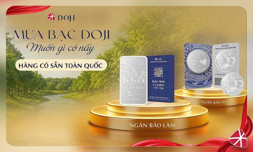 Đầu tư Bạc thuận tiện cùng hệ thống phân phối toàn quốc Ngân Bảo DOJI Đầu tư Bạc thuận tiện cùng hệ thống phân phối toàn quốc Ngân Bảo DOJI