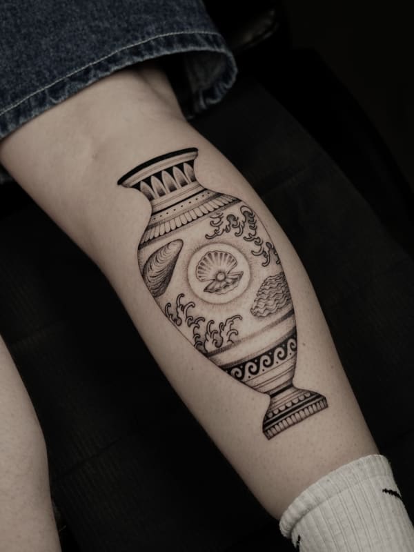 Tattoo in de stijl blackwork