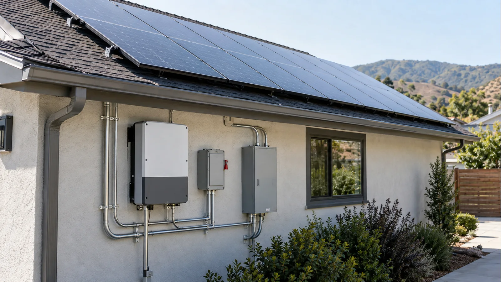 Rooftop solar modules with inverter and electrical balance-of-system equipment