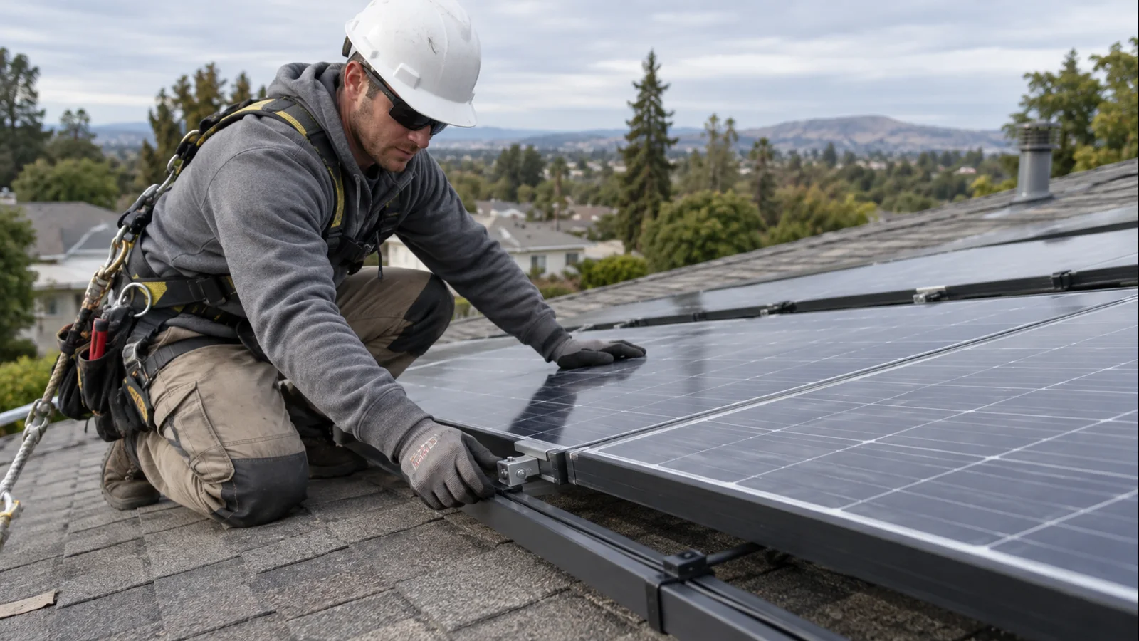 Premium residential rooftop solar modules installed on a U.S. home