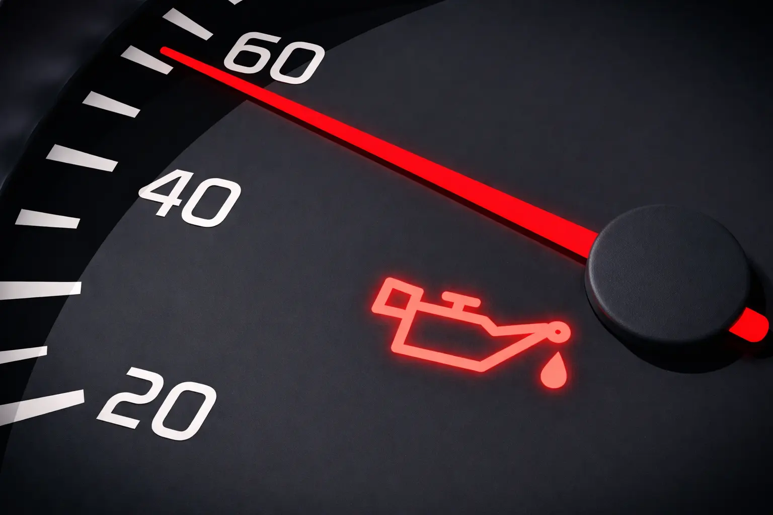 Luz de Check Engine iluminada en el tablero de un auto moderno