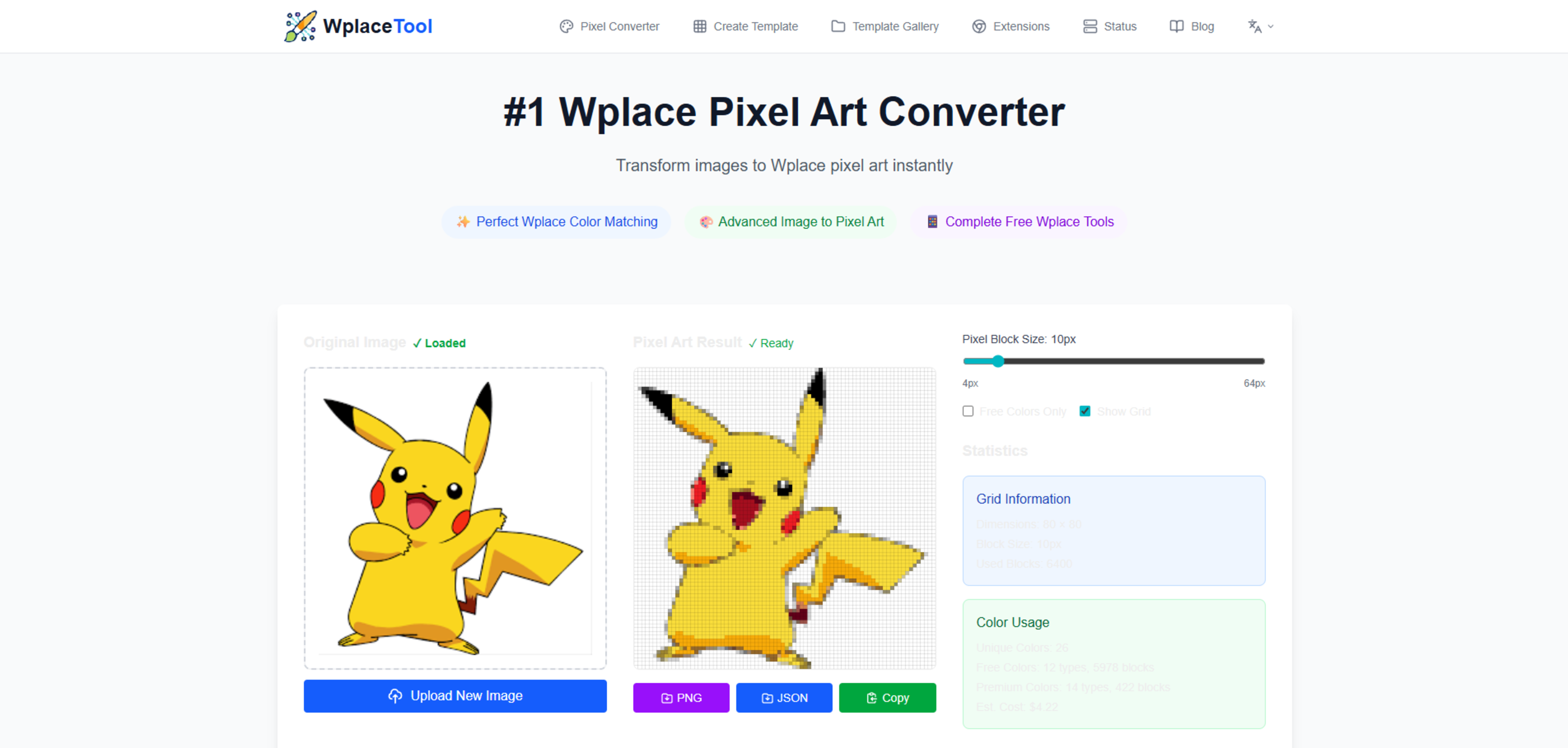 Wplace Pixel Art Converter