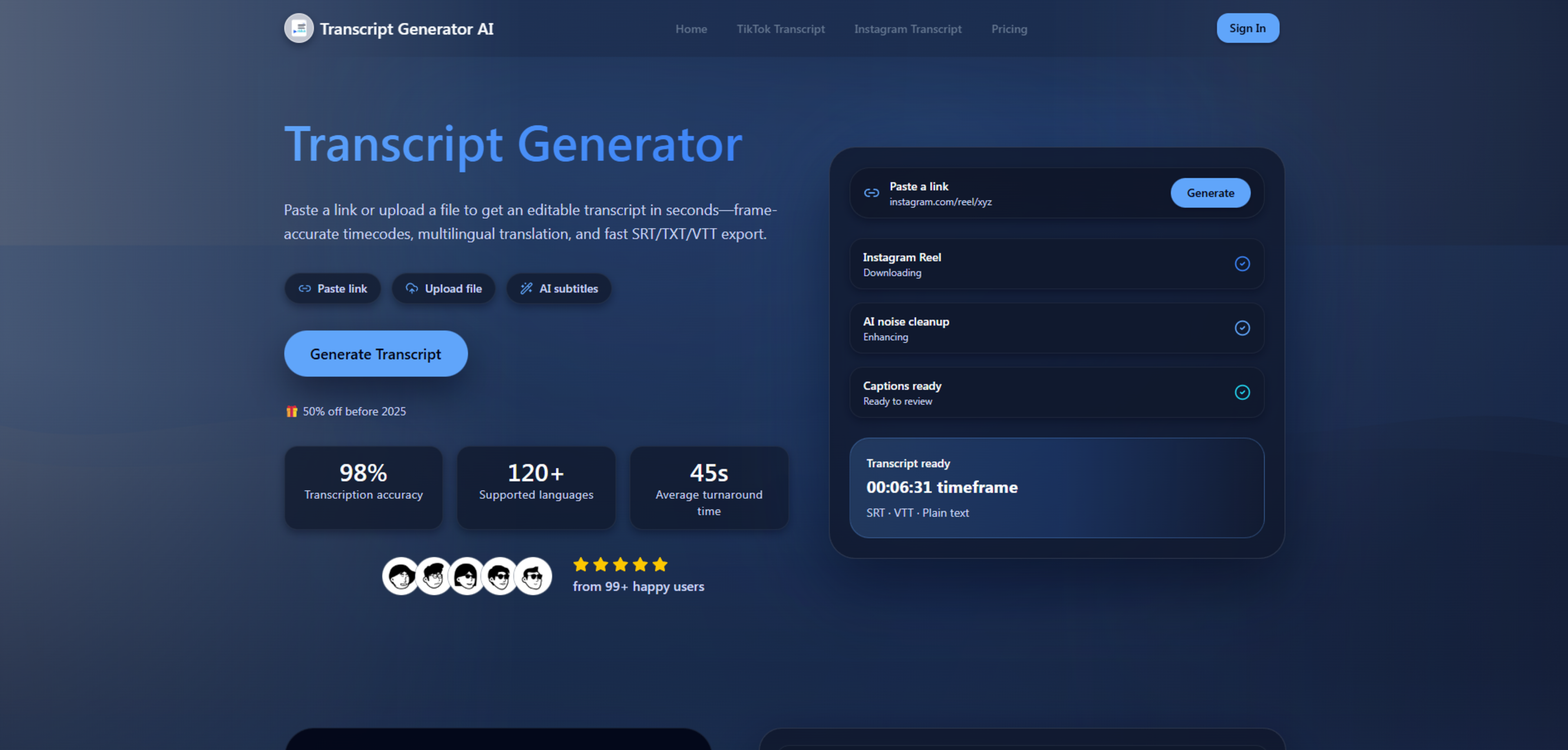 Transcript Generator AI