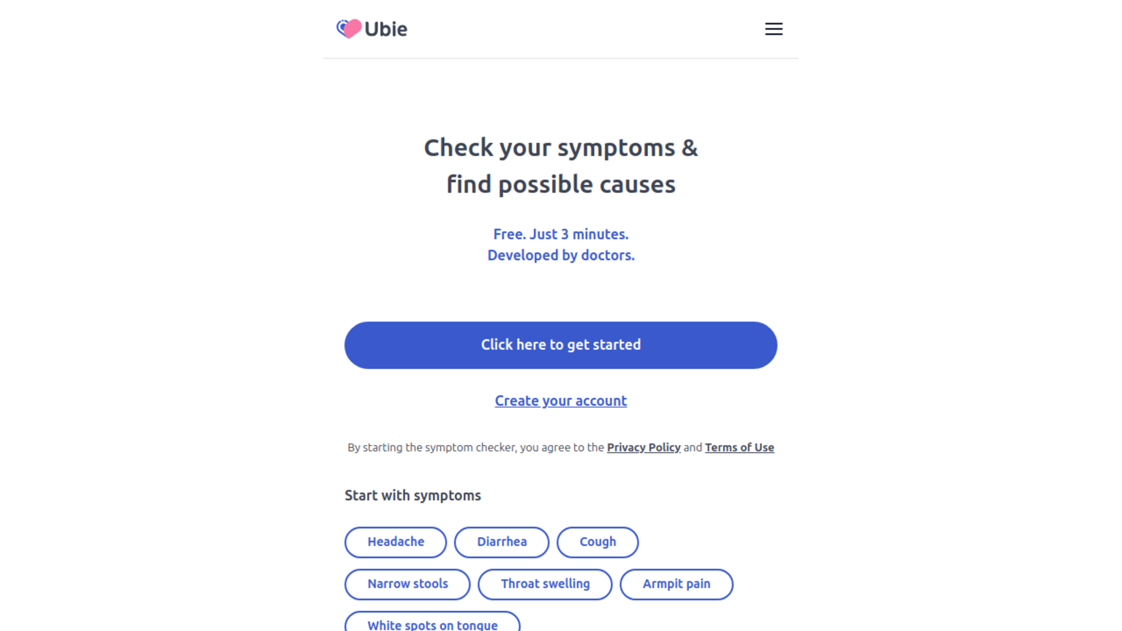 Ubie Symptom Checker