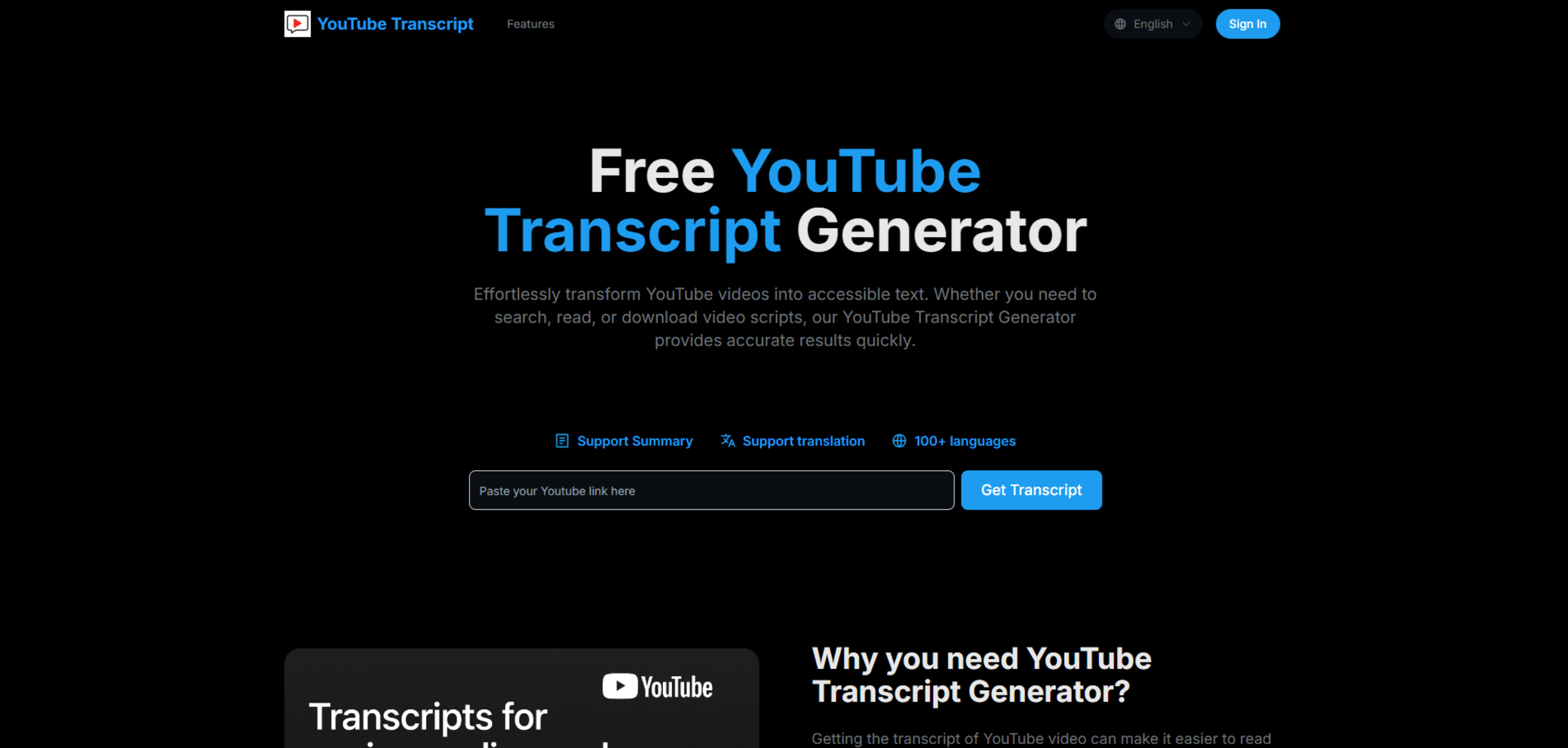 YouTube Transcript Generator