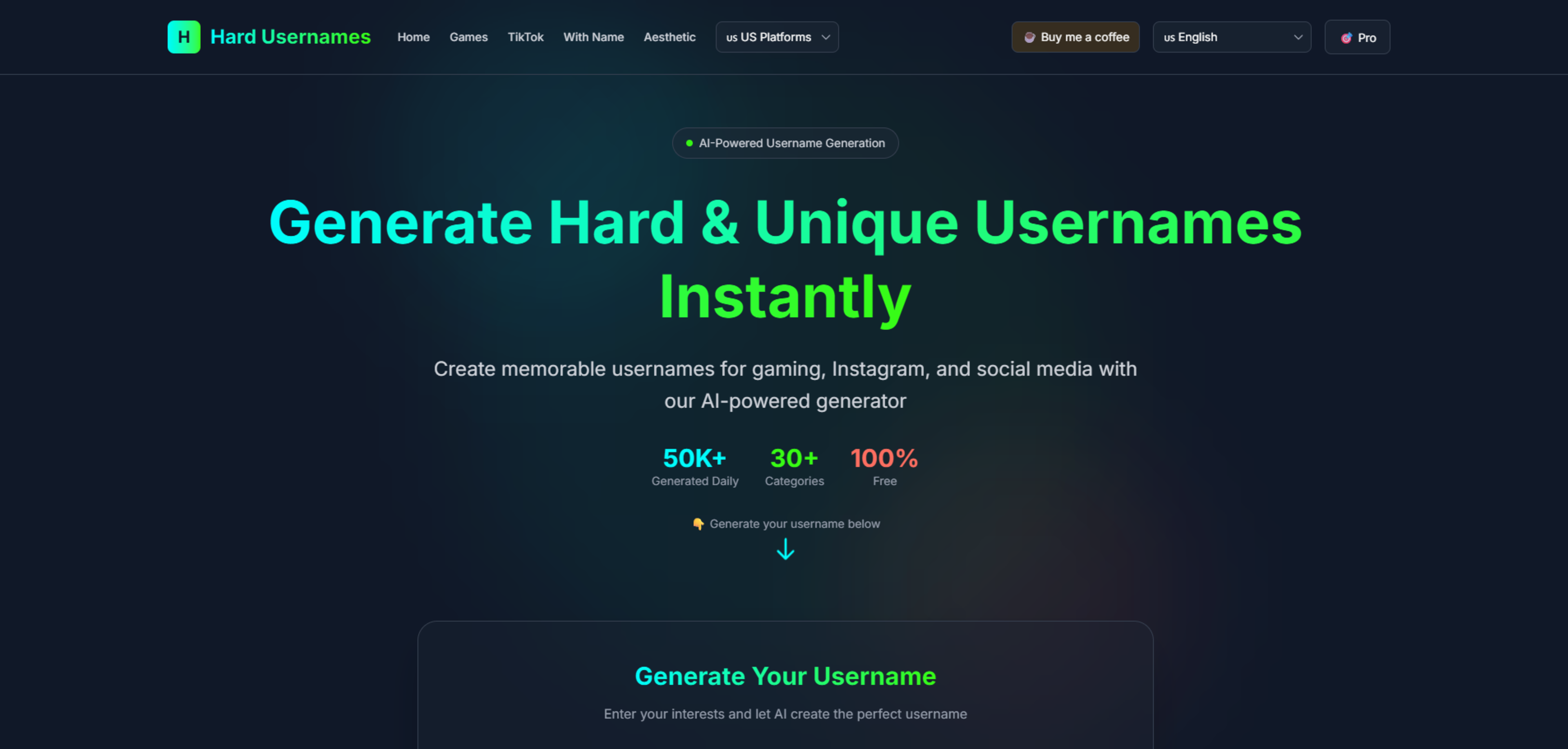Hard Usernames Generator