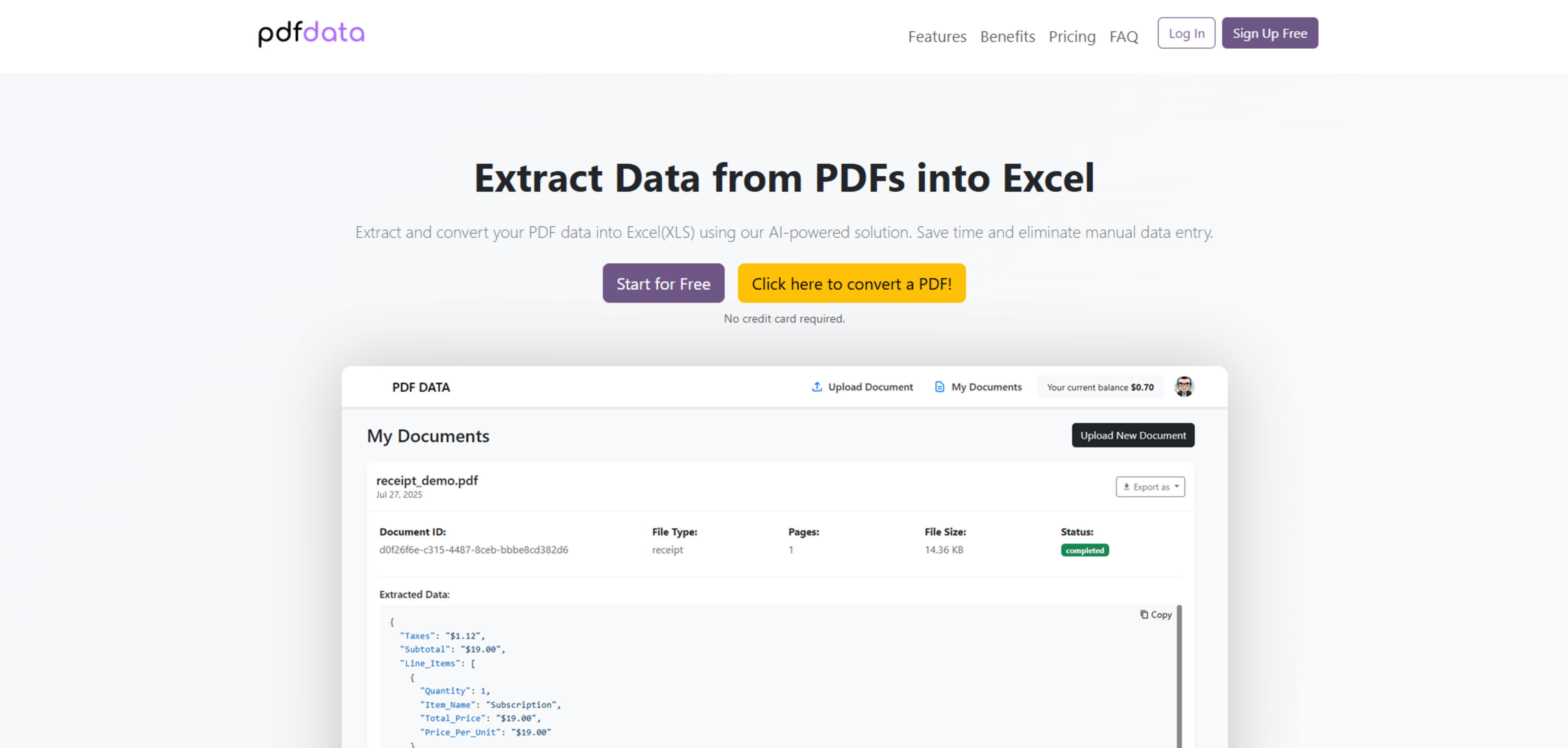 PDFData AI Tool