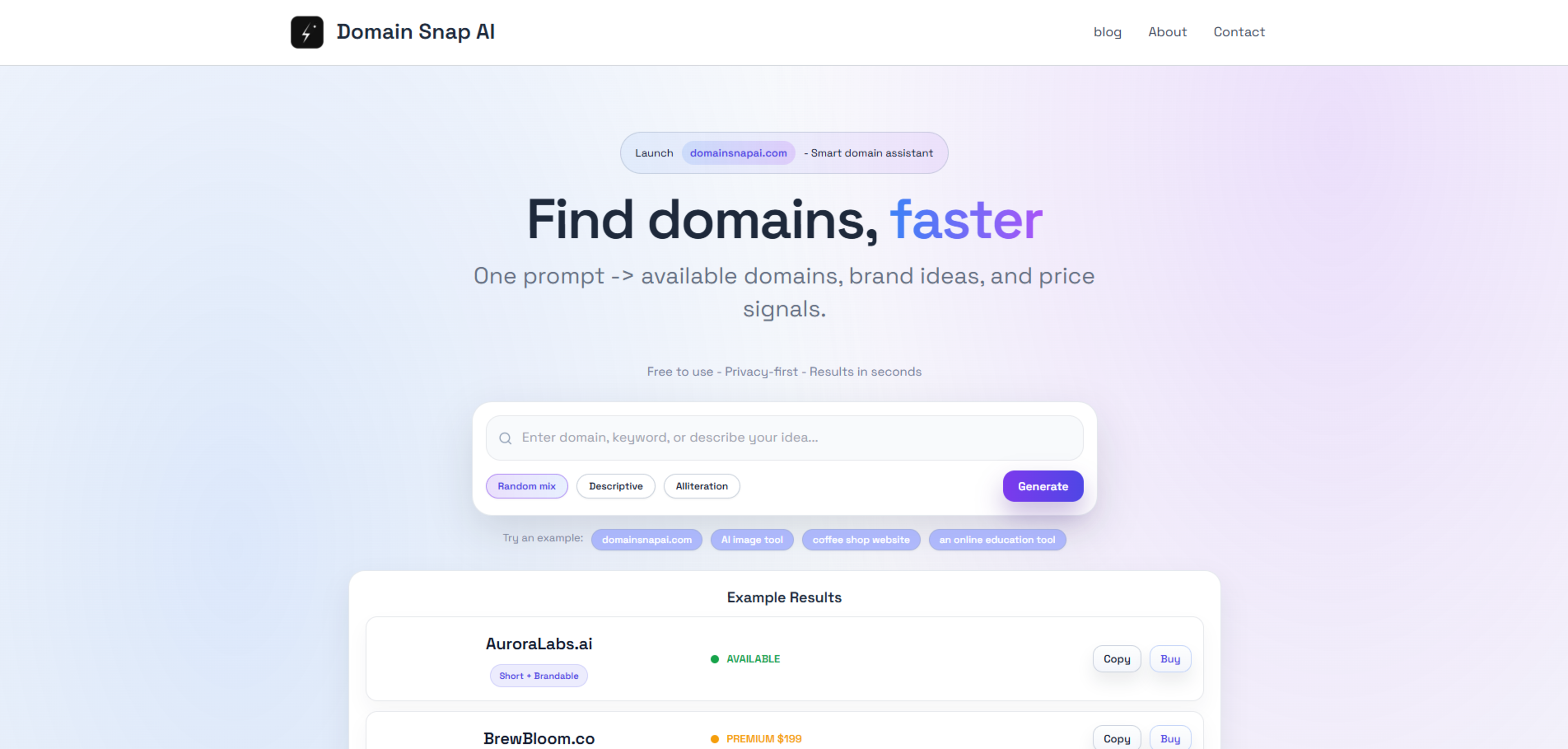 Domain Snap AI