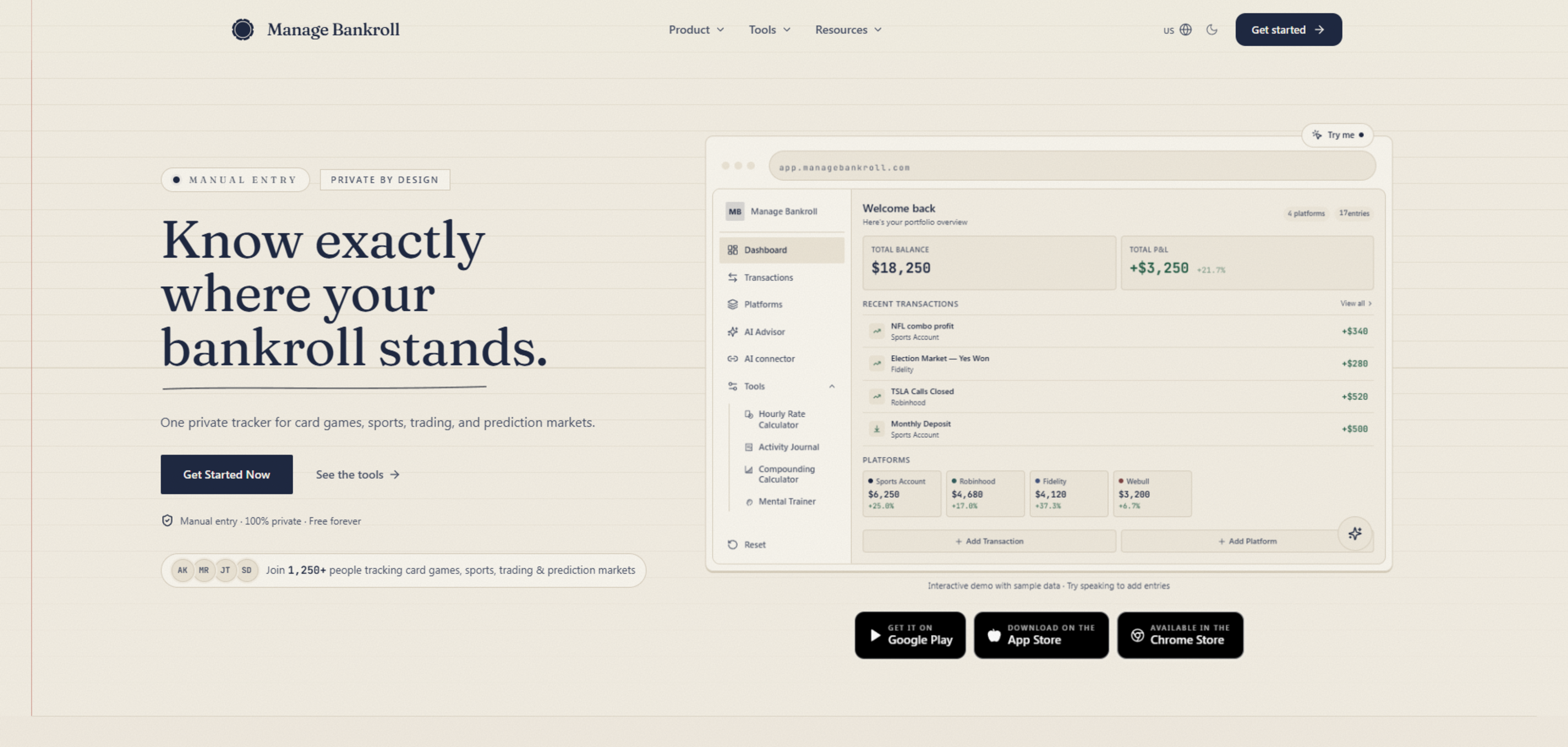 Manage Bankroll