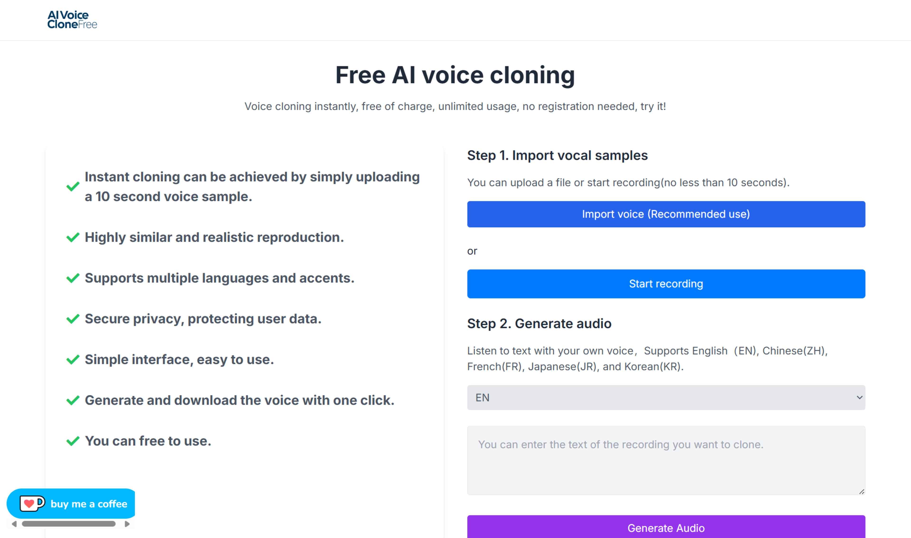 Free AI voice cloning