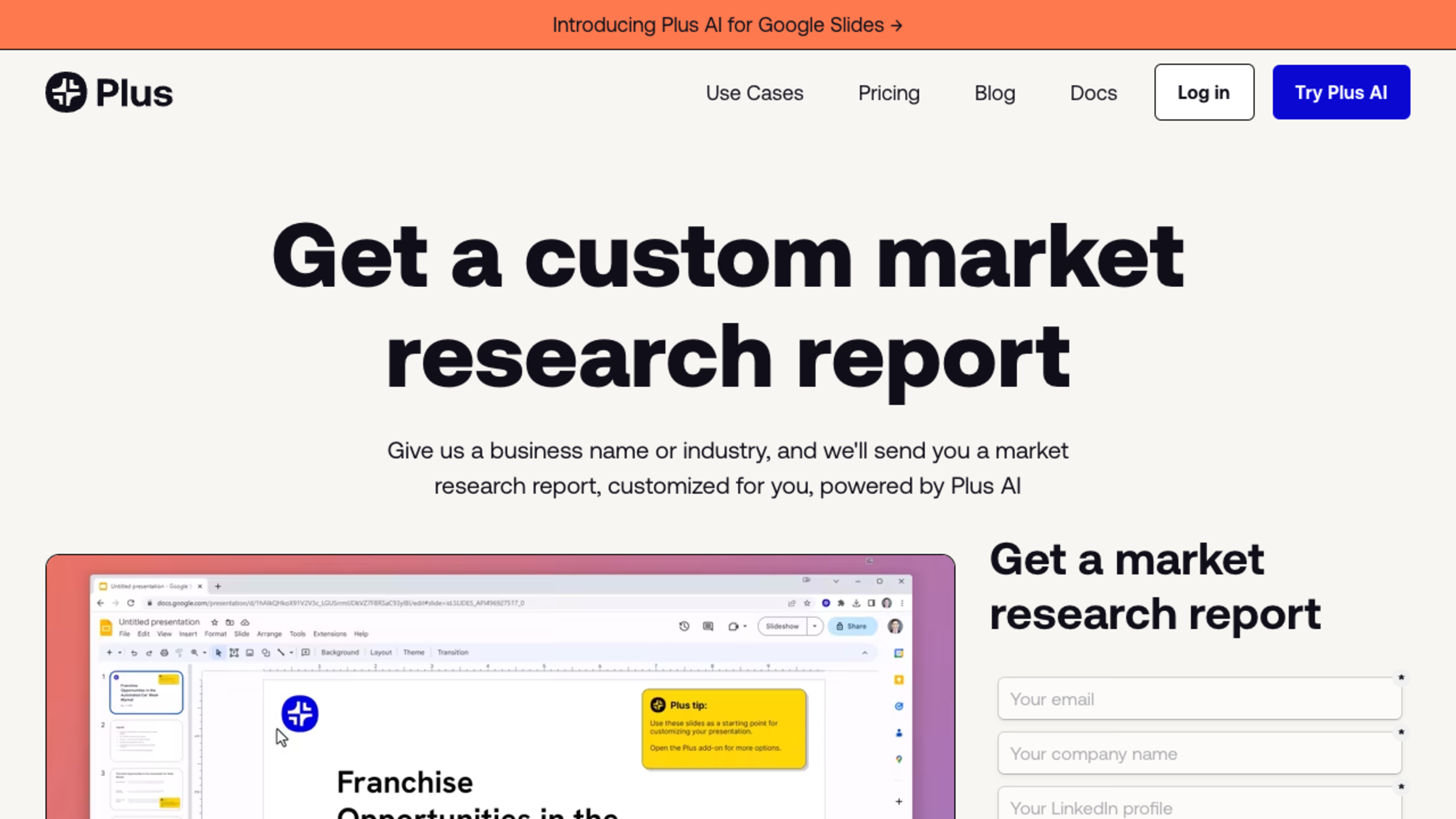 Plus AI for Market Research