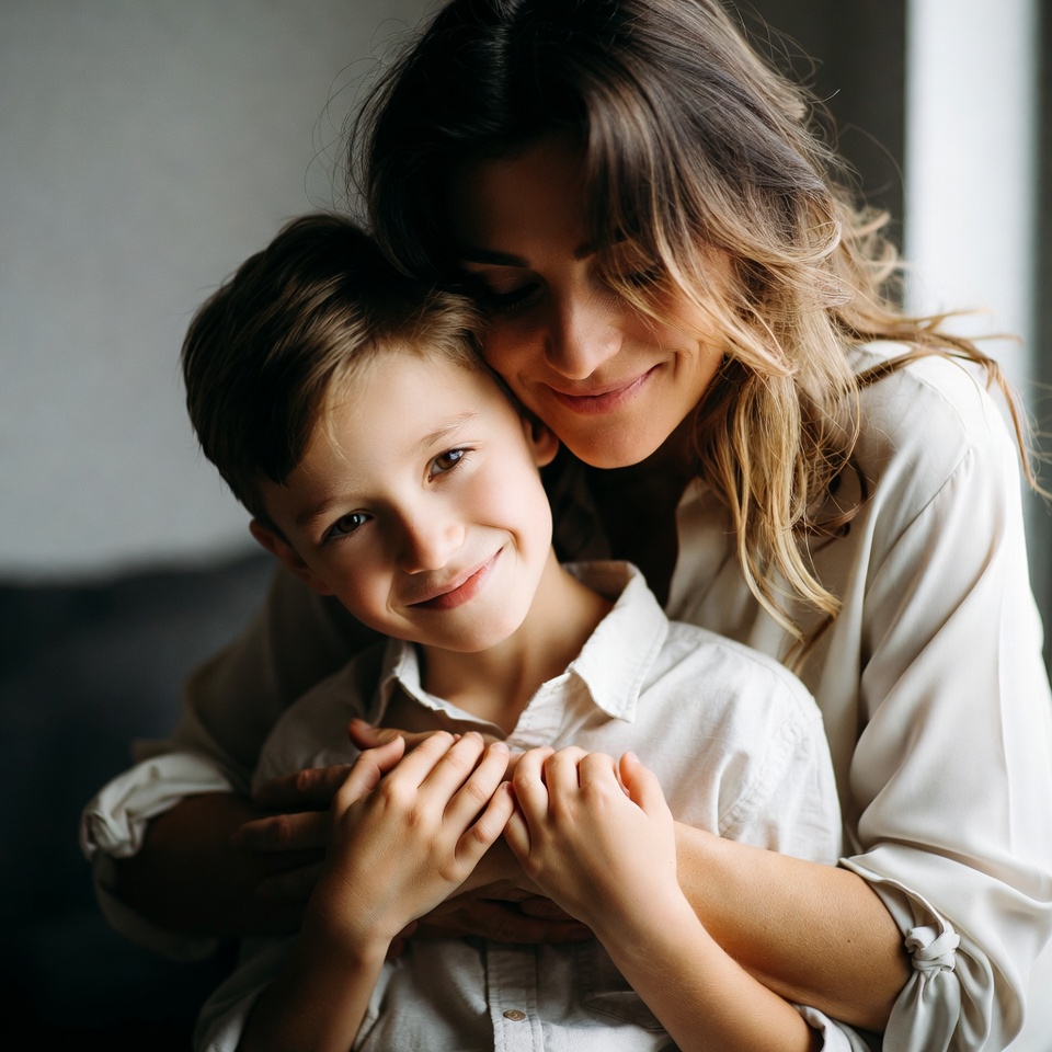 [IMAGEN HERO: Madre sonriente abrazando a su hijo, ambiente cálido y luminoso]