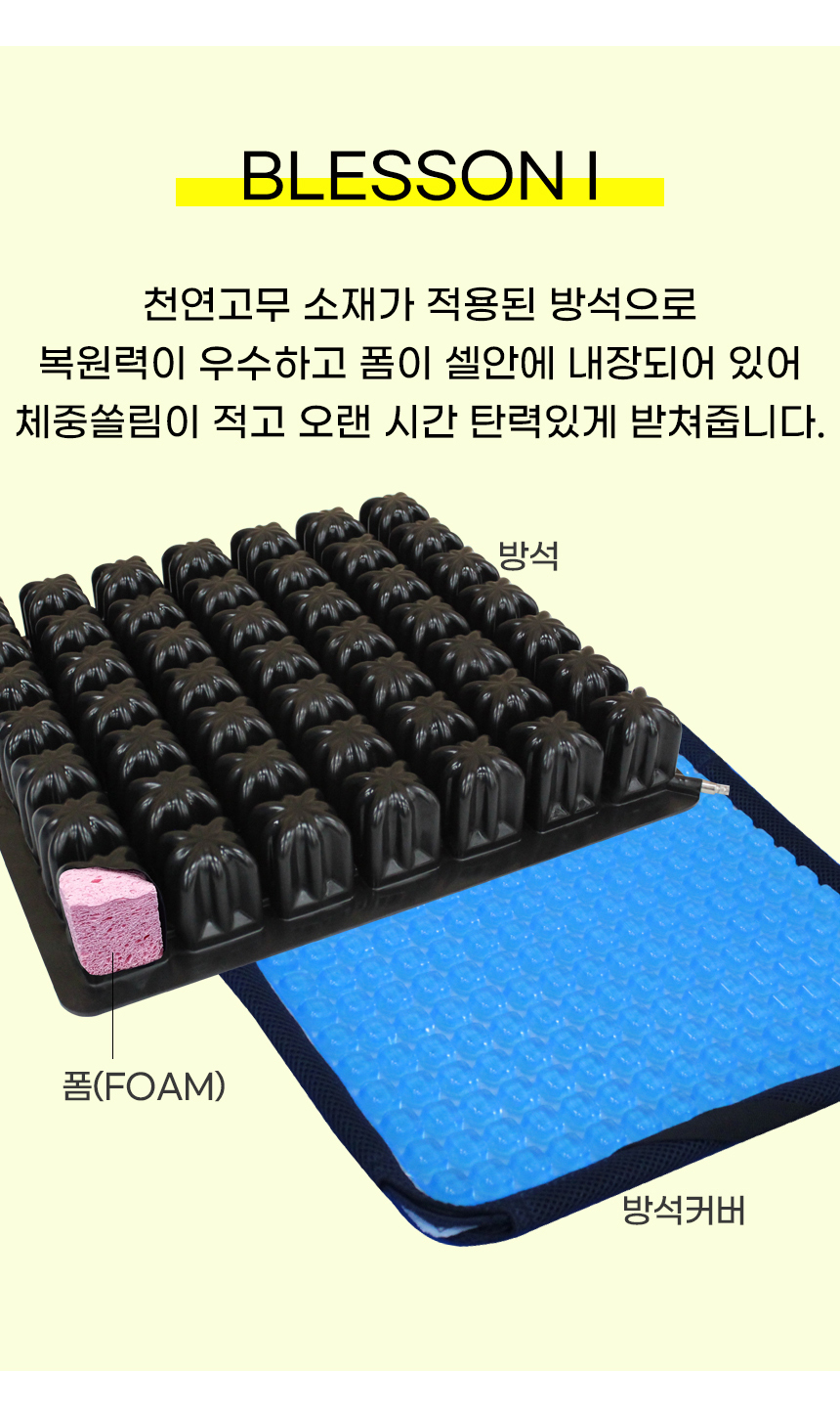 욕창방석 BLESSON1 셀 내부에 폼이 내장 상세 3
