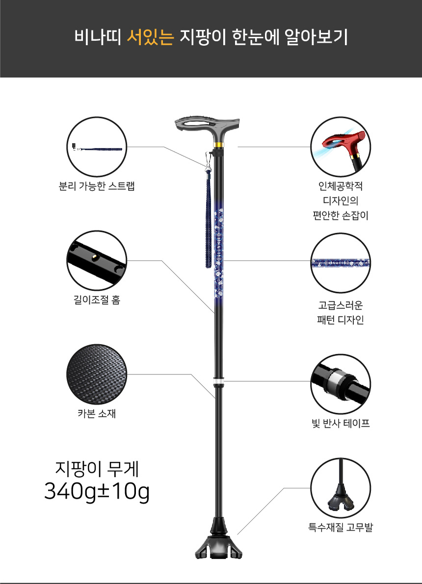 초경량 지팡이 SS(코끼리발) 우수한 접지력 상세 4