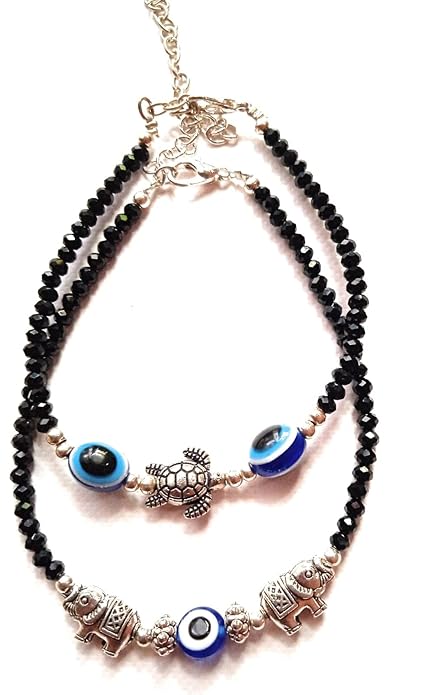 Black beads Chain Anklet