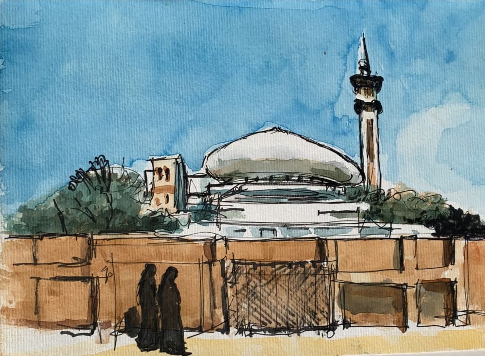 Dubai, mosque, wall and women