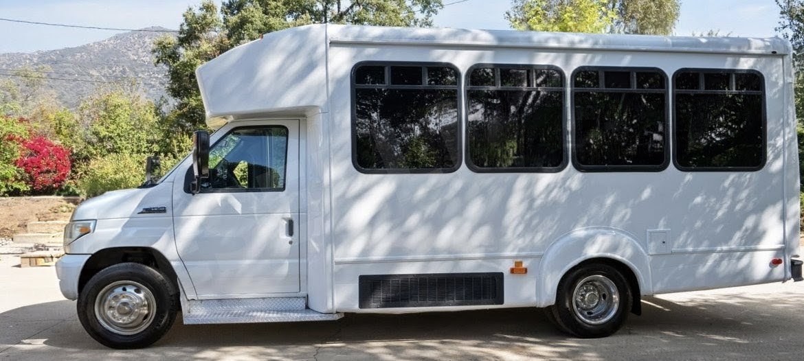 Well - maintained 2018 Ford E-450 Luxury Limo Bus with V10 Engine