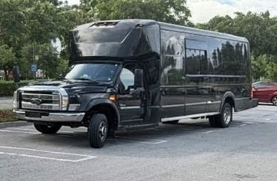 Black 2013 Ford F-550 Limo Bus with Premium Features