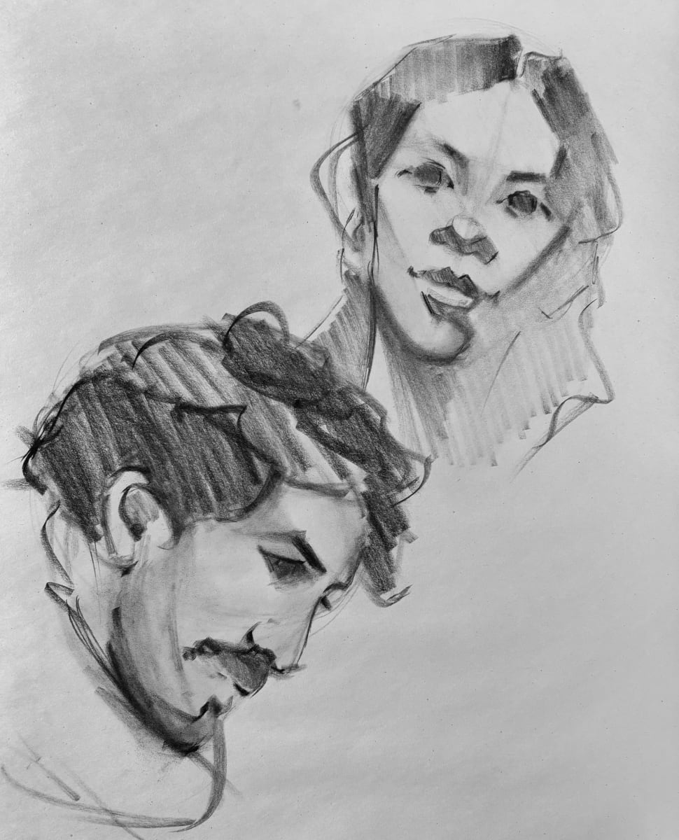 Charcoal portrait drawing example